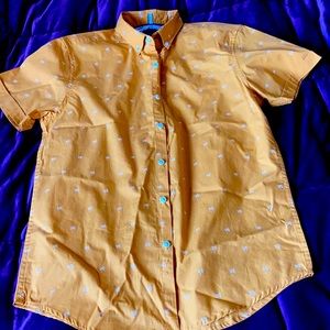 Yellow Palm Tree Button Down Short Sleeve